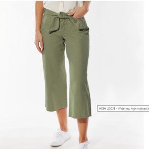 OAT New York Wide Leg Crop Belted Jeans